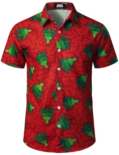 JOGAL Herren Weihnachten Hemd Funky Kurzarm Christmas Hawaiihemd Button Down Weihnachtsmann Print Freizeithemd XXX-Large Roter Baum JOGAL Herren Weihnachten Hemd Funky Kurzarm Christmas Hawaiihemd Button Down Weihnachtsmann Print Freizeithemd XXX-Large Roter Baum von JOGAL