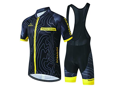 JOGVELO Fahrradbekleidung Set, Radtrikot Kurzarm Herren Atmungsaktiv Kurzarmtrikot MTB Fahrrad Bekleidung, L von JOGVELO