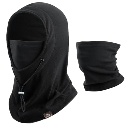JOGVELO Kinder Sturmhaube Winter, Multifunktional Winddicht Fleece Warm Skimaske Radfahren Gesichtsmaske unter dem Helm, Sturmmaske Mütze mit Halswärmer für Jungen Mädchen 4-12 Jahre, Schwarz von JOGVELO