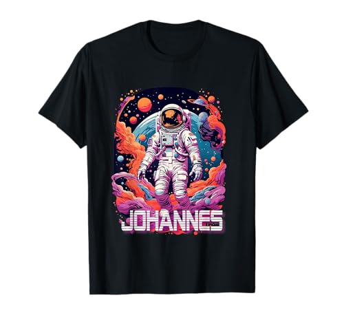 JOHANNES - Schöner Jungen Name mit coolem Astronauten T-Shirt von JOHANNES Sohn Enkel Geburtstag Geschenkideen