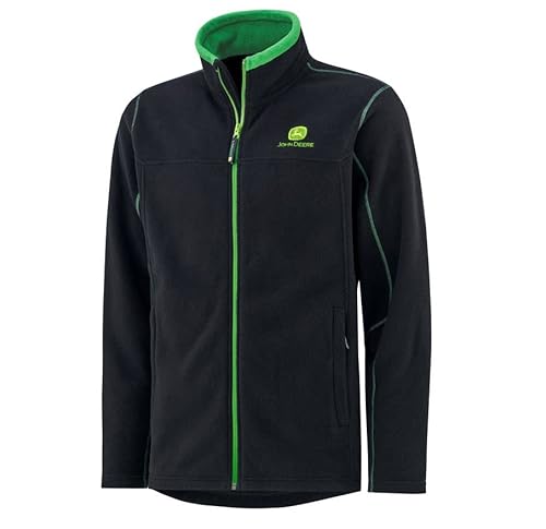 JOHN DEERE Grün/Schwarze Fleece-Jacke mit Kontrastdetails - Komfortable Dehnbarkeit, S-XXXL (DE/NL/SE/PL, Alphanumerisch, L, Regular, Regular, Polyester) von JOHN DEERE