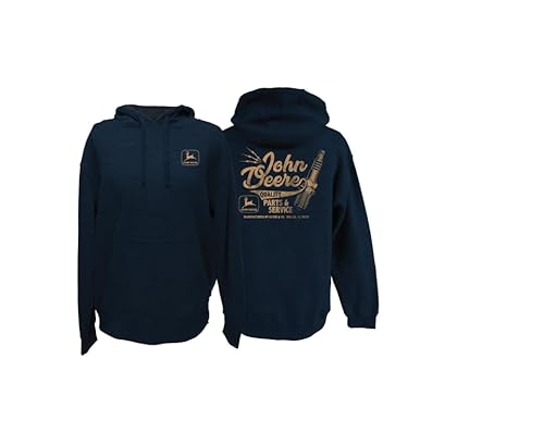 JOHN DEERE Kapuzensweatshirt Navy „Parts & Service Vintage Logo“ Herren Hoodie (DE/NL/SE/PL, Alphanumerisch, XL, Regular, Regular, Navy) von JOHN DEERE