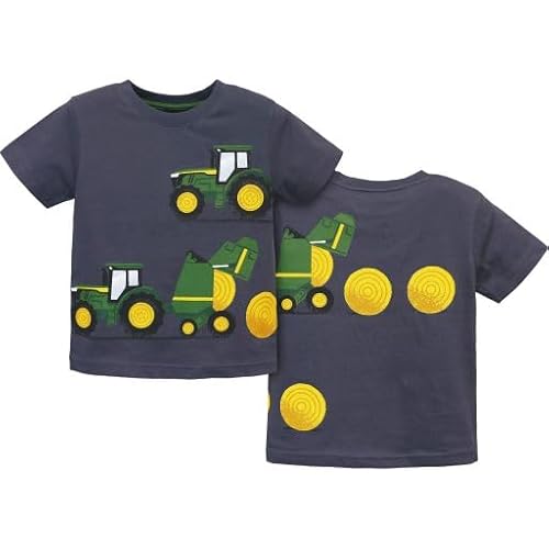 JOHN DEERE Kinder T-Shirt mit Heuballen-Print - Dunkel, 2-4 Jahre, Jungen, Freizeitshirt (3 Jahre) von JOHN DEERE