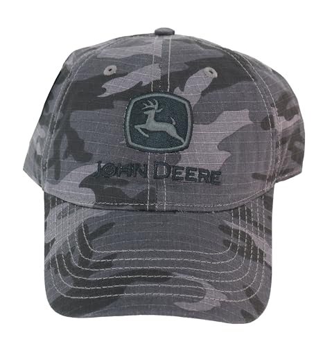 John Deere Black Gray Storm Camo Ripstop Canvas Cap Hat von JOHN DEERE