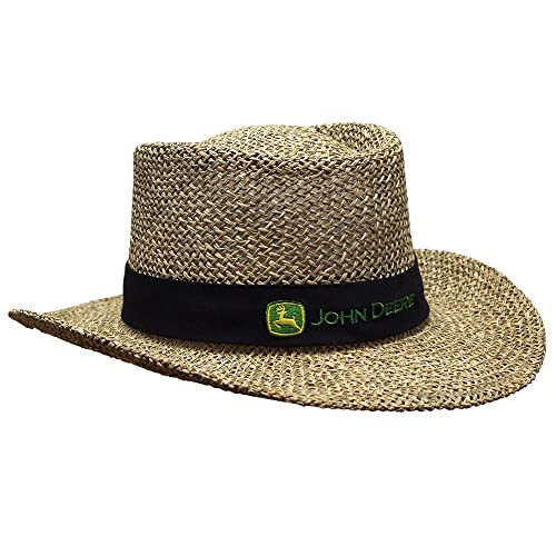 John Deere Brand Black Straw Hat with Neck Strap von JOHN DEERE