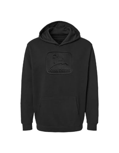 John Deere Embossed Mens Hooded Sweatshirt Pullover Hoodie-Black-Medium von JOHN DEERE