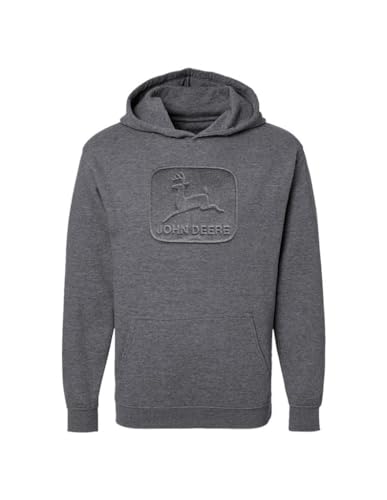 John Deere Embossed Vintage Logo Mens Hooded Sweatshirt Pullover Hoodie-Charcoal-XXL von JOHN DEERE