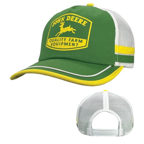 John Deere Green White Mesh Stripe Vintage Logo Cap von JOHN DEERE