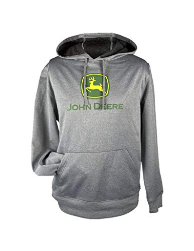 John Deere Herren Classic Logo Grau Fleece Pullover Hoodie - Schwarz - Large von JOHN DEERE