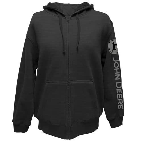 John Deere Jd Full Zip Fleece Sweatshirt-Black-Medium von JOHN DEERE