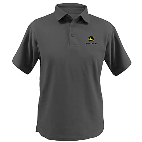 John Deere Men's Logo Performance Polo Shirt-Charcoal-XXL von JOHN DEERE