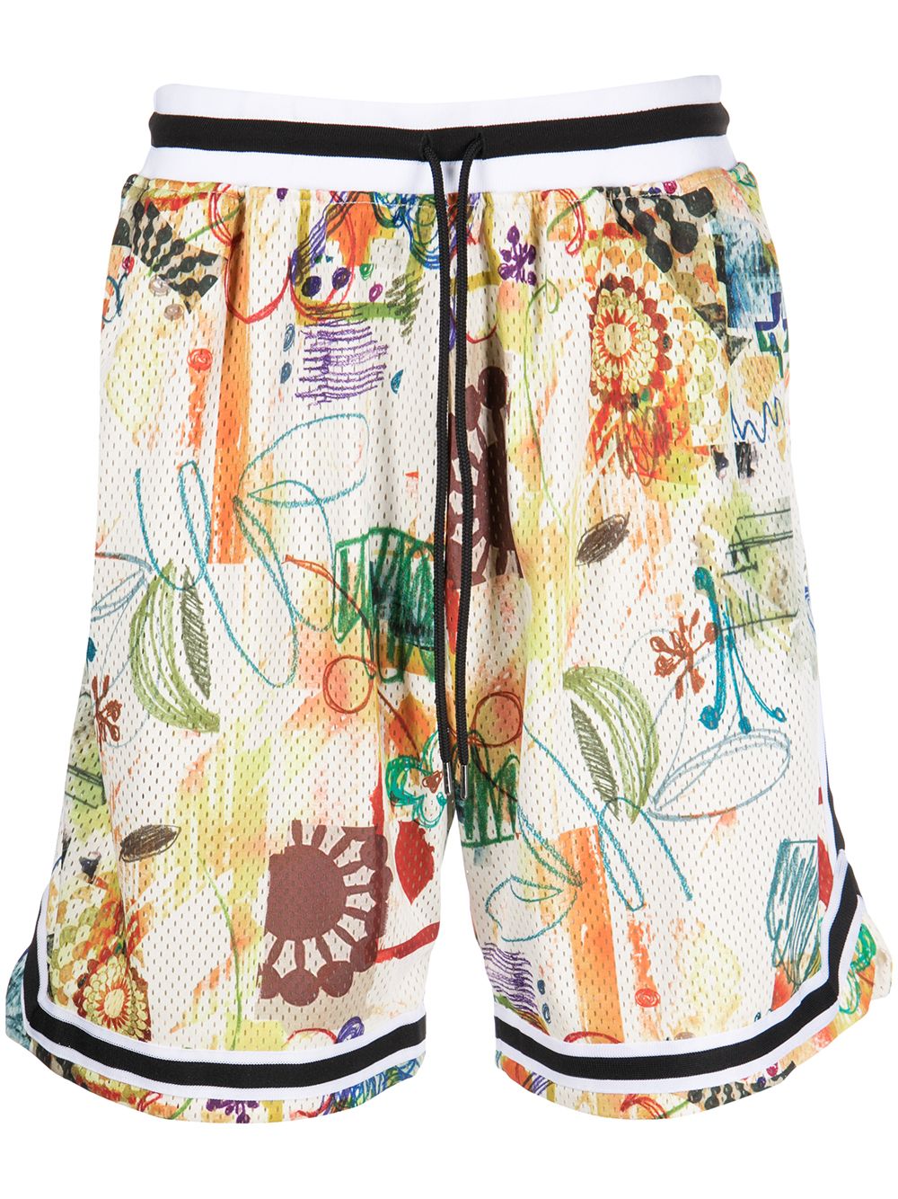 John Elliott Shorts mit Game Scribble-Print - Weiß von John Elliott