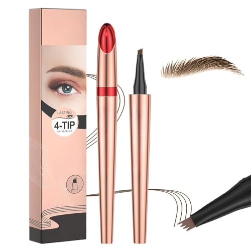 2025 Microblading Augenbrauenstift,Wasserfester 4-Zinken-Stift für natürliche, haarähnliche Brauen,Langanhaltendes Augenbrauen-Make-up für Damen,Wischfest & Präzise (Dunkelbraun) von JOHNBOLIN