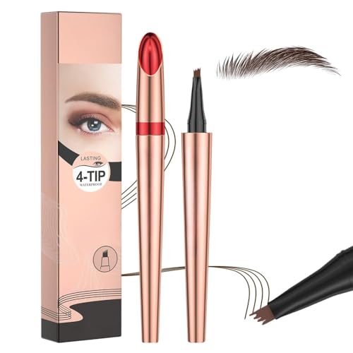 2025 Microblading Augenbrauenstift,Wasserfester 4-Zinken-Stift für natürliche, haarähnliche Brauen,Langanhaltendes Augenbrauen-Make-up für Damen,Wischfest & Präzise (Hellbraun) von JOHNBOLIN