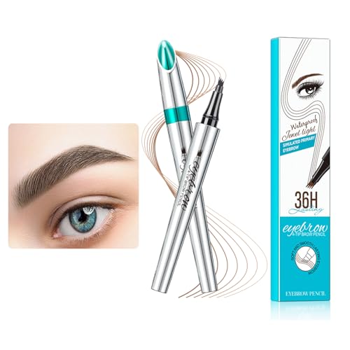 2024 Neu Wasserdichter Augenbrauenstift Mit 4 Gabelspitze Applikator, 3D Augenbrauenstift für Natürliche Augenbrauen (Dunkelbraun) von JOHNBOLIN