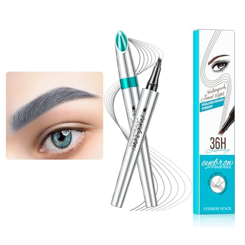 2024 Neu Wasserdichter Augenbrauenstift Mit 4 Gabelspitze Applikator, 3D Augenbrauenstift für Natürliche Augenbrauen (Grau) von JOHNBOLIN