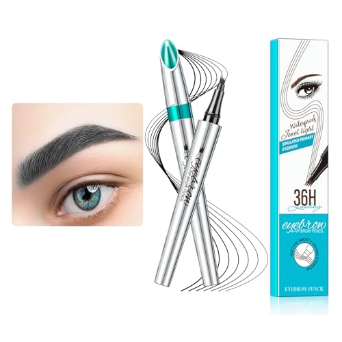 2024 Neu Wasserdichter Augenbrauenstift Mit 4 Gabelspitze Applikator, 3D Augenbrauenstift für Natürliche Augenbrauen (Schwarz) von JOHNBOLIN