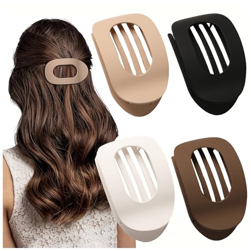 Flache Haarspangen, Hair Clips,2025 New Einfach Elegante Entenschnabel Haarspange, Haarklammer für Mädchen Frauen Dickes Dünnes Haar (Dunkelschwarz + Kaffee + Beige + Cremeweiß) von JOHNBOLIN