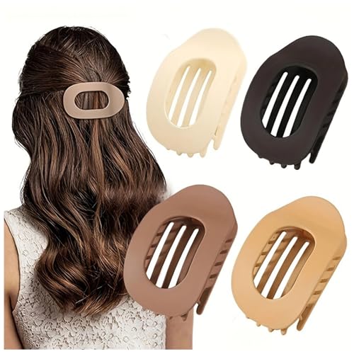 Flache Haarspangen, Hair Clips,2025 New Einfach Elegante Entenschnabel Haarspange, Haarklammer für Mädchen Frauen Dickes Dünnes Haar (Dunkelschwarz + Khaki + Beige + Cremeweiß) von JOHNBOLIN
