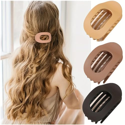 Flache Haarspangen, Hair Clips,2025 New Einfach Elegante Entenschnabel Haarspange, Haarklammer für Mädchen Frauen Dickes Dünnes Haar (Tiefschwarz + Khaki + Beige) von JOHNBOLIN
