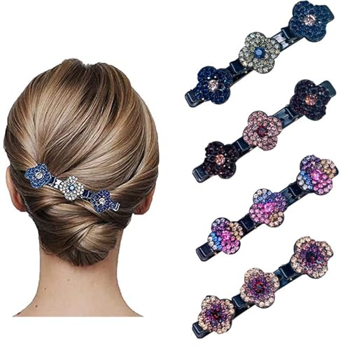 Haarspangen mit funkelnden Kristallsteinen,Elegante Haarstyling-Clips Strass-Haarspange,Geflochtene Strass-Haarspangen für Damen und Mädchen,Doppelschicht Haarspangen für Frauen Mädchen (A) von JOHNBOLIN