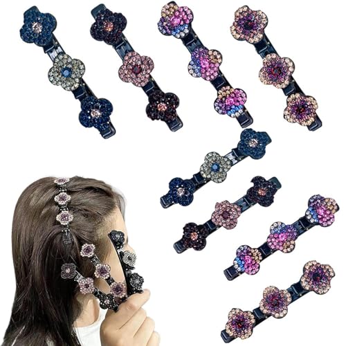 Haarspangen mit funkelnden Kristallsteinen,Elegante Haarstyling-Clips Strass-Haarspange,Geflochtene Strass-Haarspangen für Damen und Mädchen,Doppelschicht Haarspangen für Frauen Mädchen (B) von JOHNBOLIN