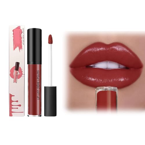 Wasserfest Lipgloss 2026 Neues Upgrade, 24 Stunden Halt Lippenstift mit Cremiger Textur, Feuchtigkeitsspendender Lipgloss, Glatte Schimmertextur Lip Stain, Lang Anhaltender Charme, Lip-gloss (9#) von JOHNBOLIN