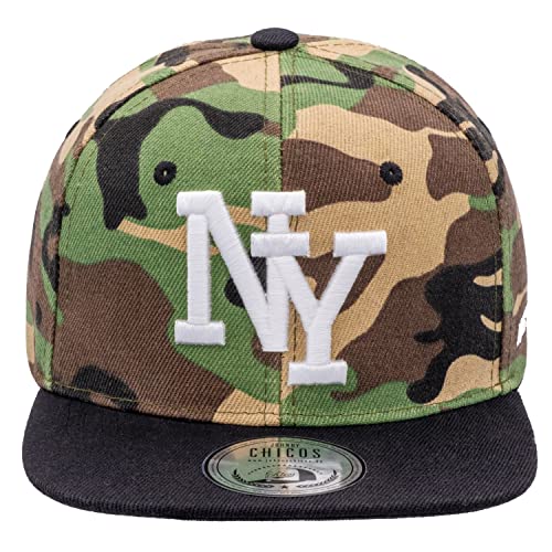 JOHNNY CHICOS NY New York süße Unisex Schwester Bruder Kindercap Hai Tiger Adler Prince Kinder Cap Snapback und Mütze 48-58cm Kopfumfang (One Size, NY Camouflage Weiß Blk) von JOHNNY CHICOS