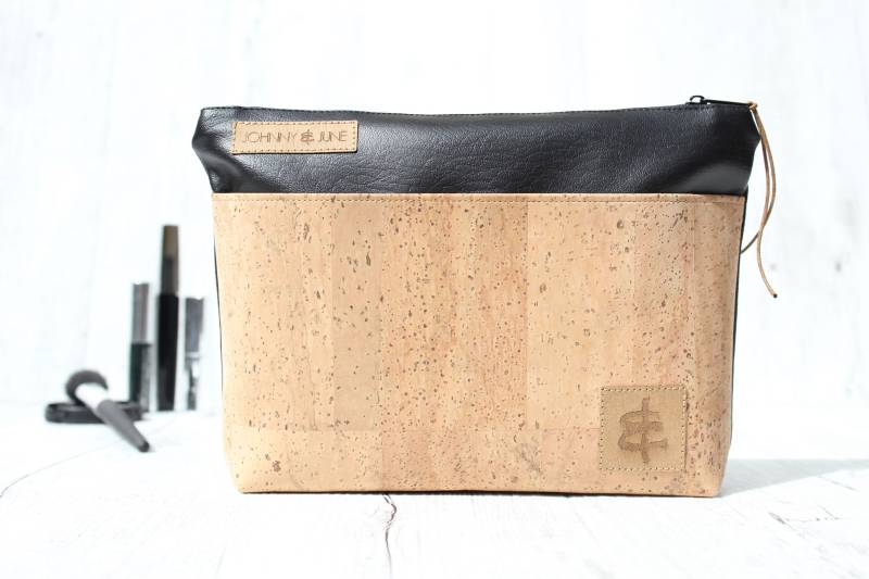 Kosmetiktasche, Beste Freundin Kork Schwarz Sand Schminktasche Tasche Umweltfreundlich Retro Kosmetiktasche, Beste Freundin Kork Schwarz Sand Schminktasche Tasche Umweltfreundlich Retro von JOHNNYundJUNE