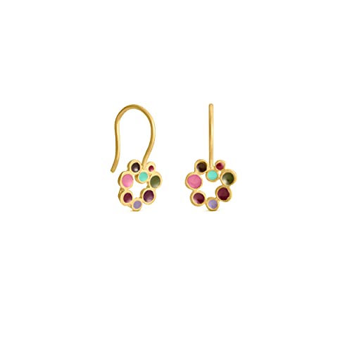 CANDY COLOURS GOLDENE OHRRINGE | Entworfen von Joidart | Candy Colours-Kollektion | 24K vergoldetes Metall mit mehrfarbiger Kaltemaille | Kleine Hakenohrringe von JOI D'ART