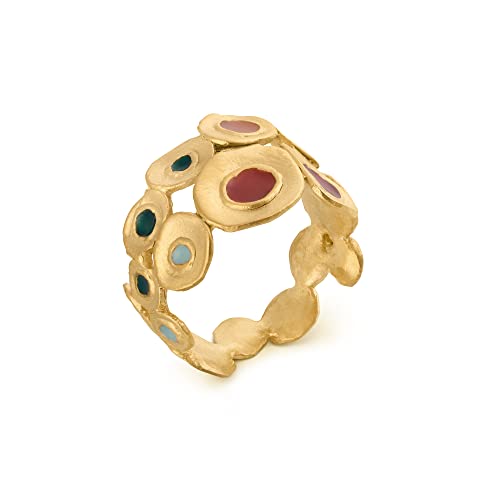 JOI D'ART Goldener Lieblingsring | Entworfen von Joidart | Favorita Colors Kollektion | Einfacher Ring aus mattem Metall mit 24-karätigem Gold mit mehrfarbiger Kaltemaille, Metall, Kein Edelstein von JOI D'ART