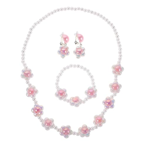 JOINPAYA 1 Schmuckset für Kinder: Kleinkindschmuck inklusive Halskette mit Blumenanhänger, Armband und Ohrringen für kleine Mädchen – süßes Prinzessinnen-Cosplay-Zubehör für Partys und Hochzeiten von JOINPAYA