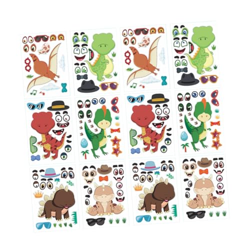 JOINPAYA 12blätter Diy Cartoon Aufkleber Dinosaurier Sticker Für Junge Mädchen Party Dekoration Geburtstagsgeschenke Wiederverwendbare Dino Aufkleber Puzzle Sticker von JOINPAYA