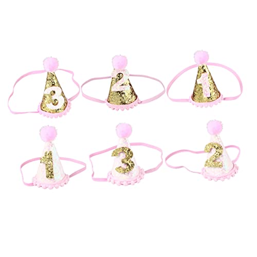 JOINPAYA 1Stk Haarschmuck für Babys goldene Haargummis Mütze für Babymädchen Stirnband Haarband Glitzer-Geburtstagsmütze für Babys Geburtstagsmütze für Mädchen Haarball Geschenk Partyhut von JOINPAYA