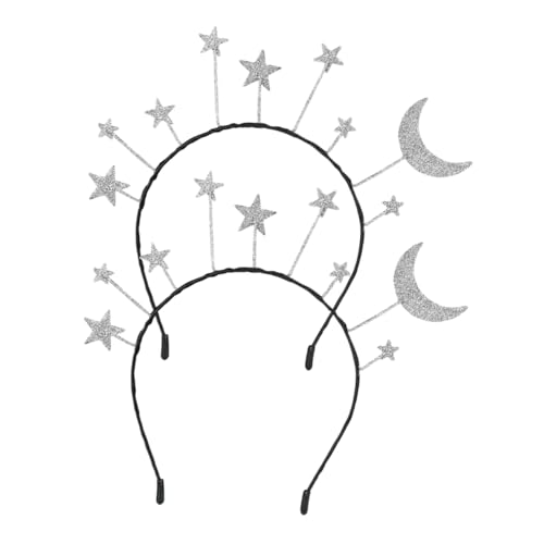 JOINPAYA 2 Stück Sterne Stirnband Funkeln Strasssteine Haarnadel Bienenkostüm Geburtstag Kopfschmuck Stirnbänder Sterngeburtstagskrone Dekoratives Stern-stirnband Metall Silver von JOINPAYA