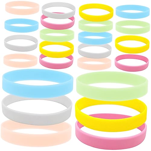 JOINPAYA 24 Stück Teiliges Leuchtende Silikon Armbänder Fluoreszierende Neon Gummiarmbänder in Farben Party Accessoire für Erwachsene für Geburtstage Festivals und Themenpartys von JOINPAYA