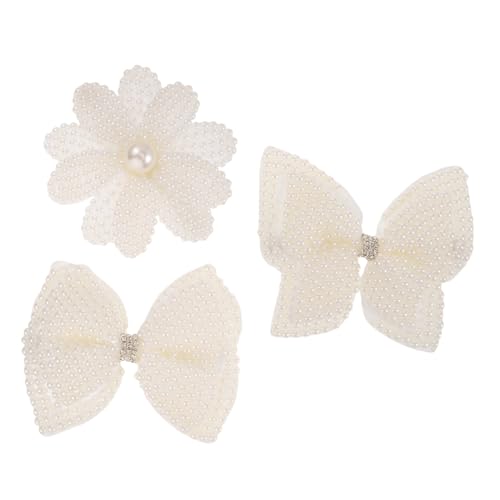 JOINPAYA 3 Stück Perle Haarspange Haarspangenschleifen japanische Haarnadel Mädchen bögen Klammern für Haare japanische haarspangen Schleifenclips für Frauen Zopfbögen Nachahmungperlen Weiß von JOINPAYA