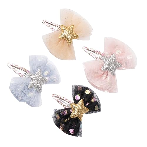 JOINPAYA 4 Stück Schleife Haarnadel Haarschmuck für Kleinkinder Bowknot-Kopfschmuck Haarklammer Haarspangen Tiara Bogensterne Haarnadeln Kinder Haarnadeln Prinzessin Kopfbedeckung von JOINPAYA