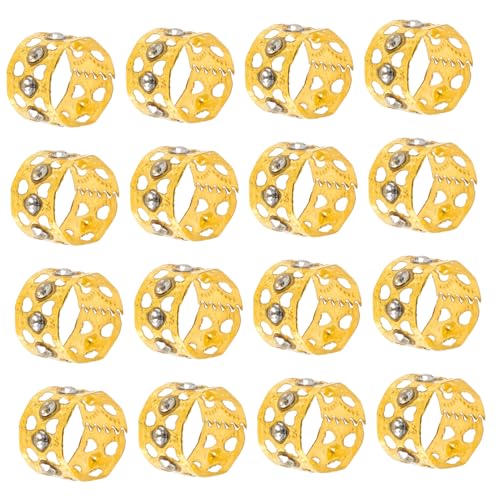 JOINPAYA 50 Stück Teiliges Goldfarbenes Haarschmuck für Zöpfe Dreadlock Haar mit Metallischem Hohlraum Design und Strassbesatz Polierte Kanten Vielseitig für Haarflechten Bart und von JOINPAYA