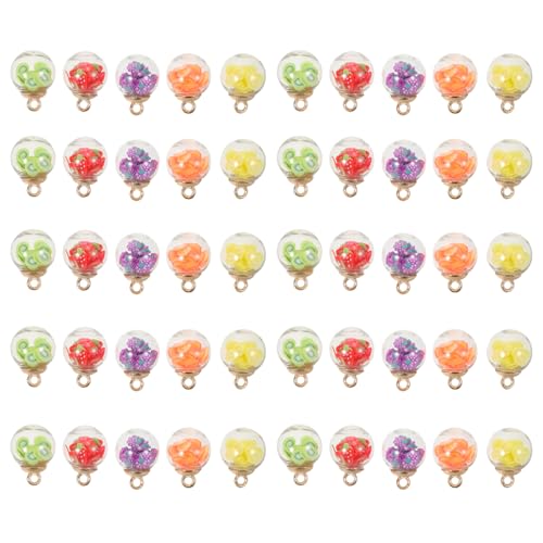JOINPAYA 50 Stück bunte Glaskugel-Anhänger: Basteln Sie Glaskugel-Anhänger mit Fruchtscheiben-Füllung – 16 mm DIY-Zubehör für die Schmuckherstellung, kreative Geschenke von JOINPAYA