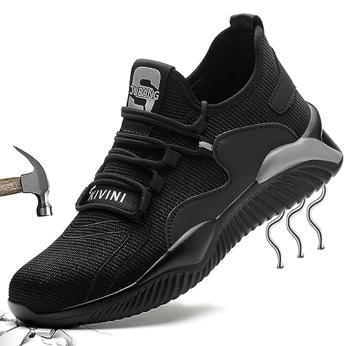 Sicherheitsschuhe 41 Arbeitsschuhe Herren Damen mit Stahlkappe Leicht Arbeit Schuhe Frauen Sicherheit Sneaker Turnschuhe Sportlich Schutzschuhe Safety Shoes Atmungsaktiv Sommer Schwarz 797 von JOISIDE
