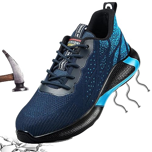 Sicherheitsschuhe Arbeitsschuhe S3 für Herren Damen 45 mit Stahlkappe Leicht Arbeit Schuhe Frauen Sicherheit Sneaker Turnschuhe Sportlich Schutzschuhe Safety Shoes Atmungsaktiv Sommer Blau 226 von JOISIDE