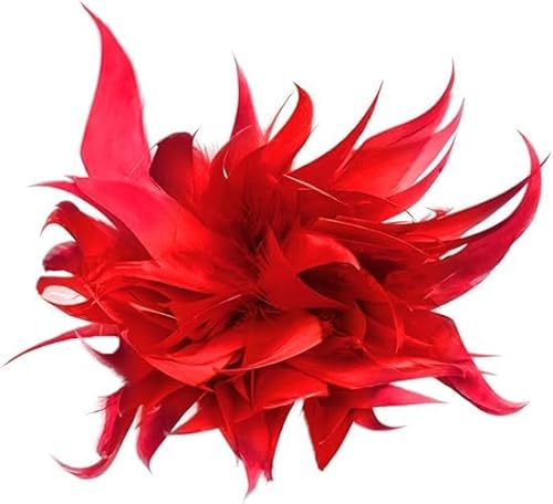 Multifunktionale Feder Blume Haarspange Pin für Frauen Mädchen Feder Brosche Korsage für Hut Tasche Kleid Party Weihnachtsdekoration(Rot) von JOIUXNER