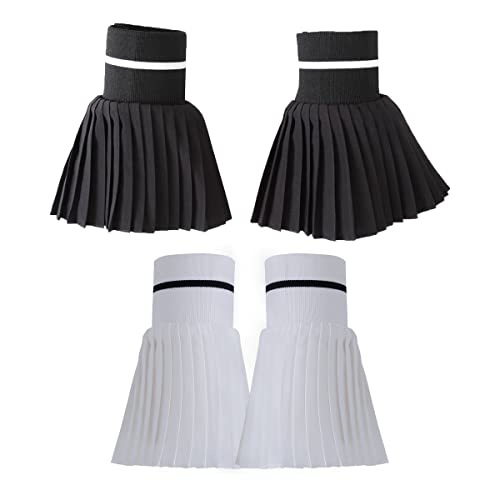 JOIZPAPA 2 Paar Handgelenkmanschetten für Damen, modisch, plissiert, Hornmanschette, abnehmbares Hemd, künstliche Ärmelbündchen, Sonnenschutz, verziertes Zubehör, Schwarz und Weiß, schwarz/weiß, 8-20 von JOIZPAPA