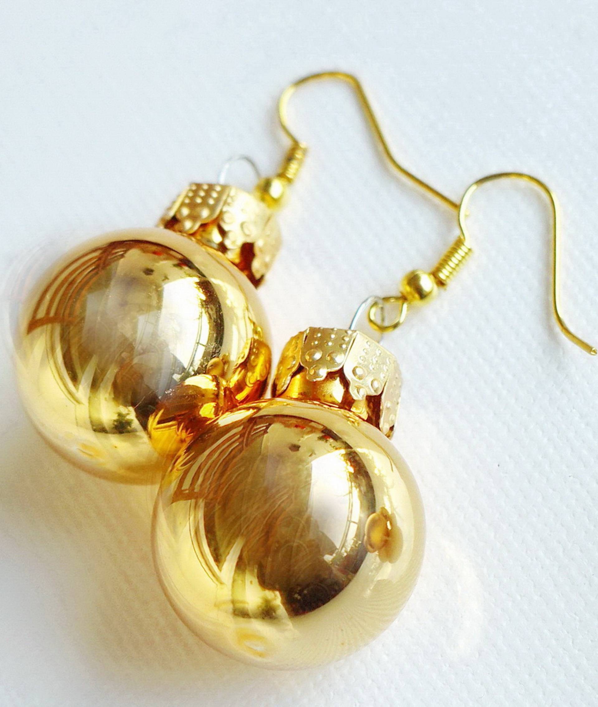 Weihnachtsohrringe, 2, 5 cm, Glas, Goldton, Hochglanz, Kugelohrringe, Mini Christbaumkugeln, Partyschmuck, Weihnachten, Nikolaus, 1 Paar Weihnachtsohrringe, 2, 5 cm, Glas, Goldton, Hochglanz, Kugelohrringe, Mini Christbaumkugeln, Partyschmuck, Weihnachten, Nikolaus, 1 Paar von JOJAsARTandMORE