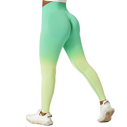 JOJJJOJ Damen Sportleggins ohne Nähte Gym Leggings Sport High Waist Yoga Hosen(grün,L) von JOJJJOJ