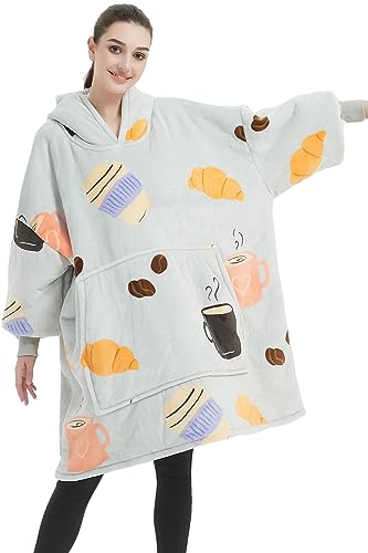 JOJJJOJ Übergroße Blanket Hoodie Sweatshirt Oversize Decke Sweatshirt Kapuzenpullover für Erwachsene Damen Herren Kaffeetasse von JOJJJOJ