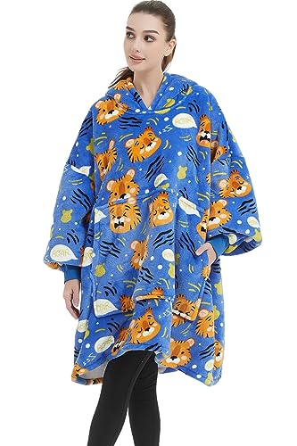 JOJJJOJ Übergroße Blanket Hoodie Sweatshirt Oversize Decke Sweatshirt Kapuzenpullover für Erwachsene Damen Herren Tiger von JOJJJOJ