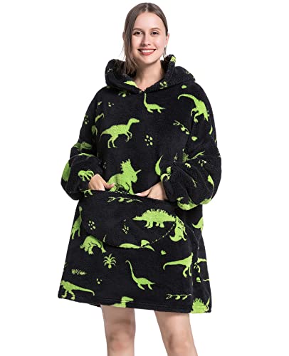 JOJJJOJ Übergroße Hoodie-Decke mit riesiger Tasche bequeme Sherpa Fleece Decke Kapuzenpullover warmes Sweatshirt Bademantel für Damen Herren Teenager Geschenk von JOJJJOJ