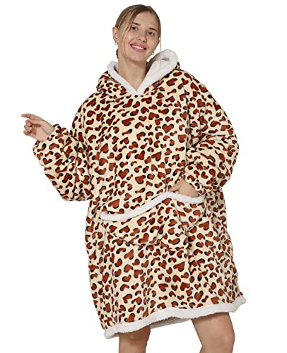 JOJJJOJ Übergroße Hoodie-Decke mit riesiger Tasche bequeme Sherpa Fleece Decke Kapuzenpullover warmes Sweatshirt Bademantel für Damen Herren Teenager Geschenk von JOJJJOJ